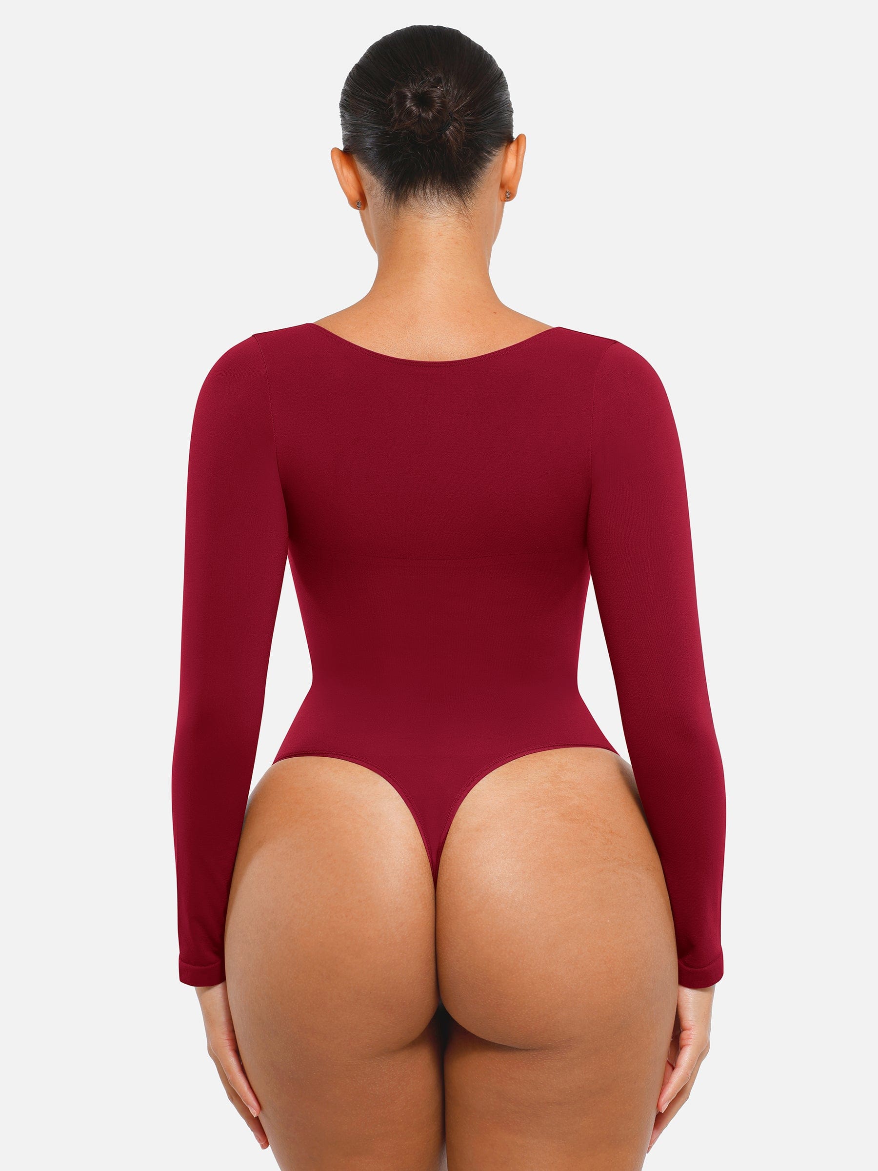 Seamless Long Sleeve Chest Support Thong Bodysuit