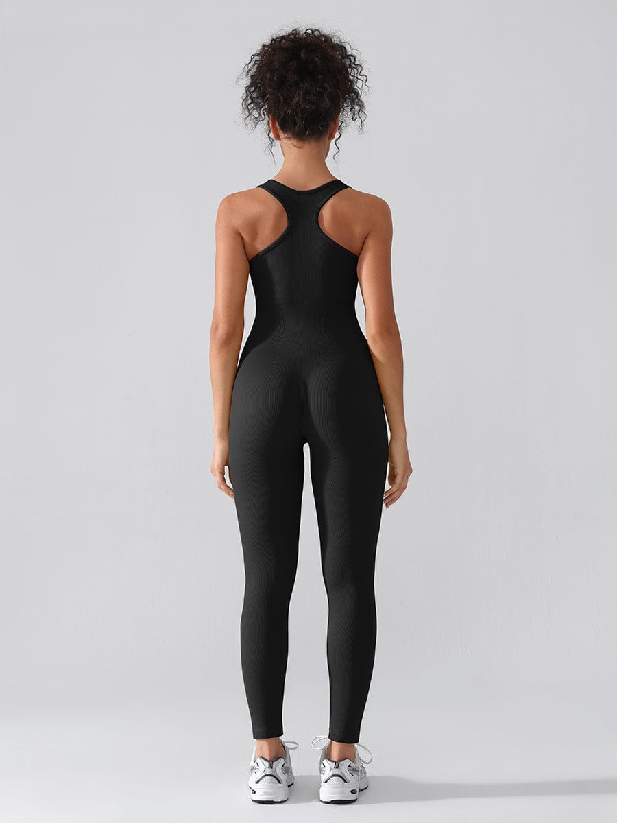 Seamless Zip Front Racerback Shaping Jumpsuit