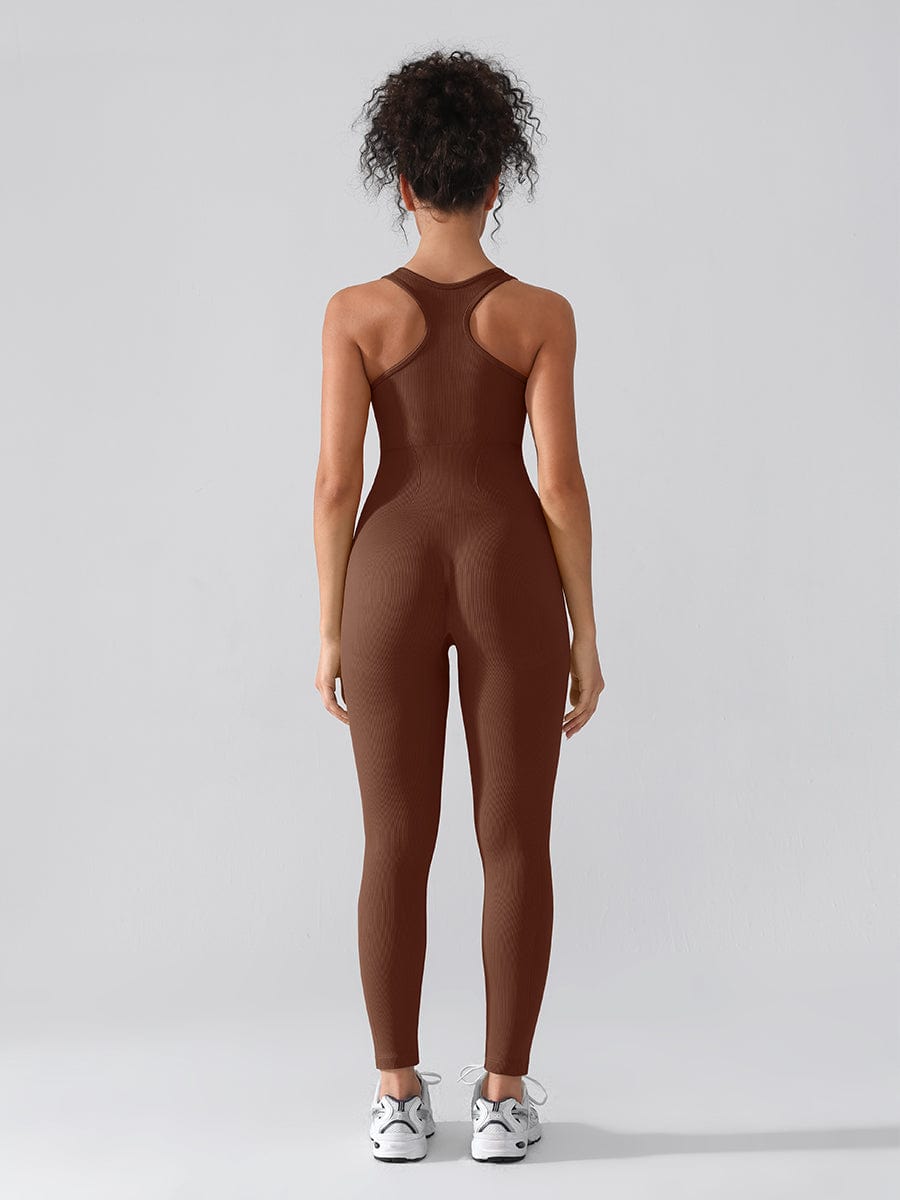 Seamless Zip Front Racerback Shaping Jumpsuit