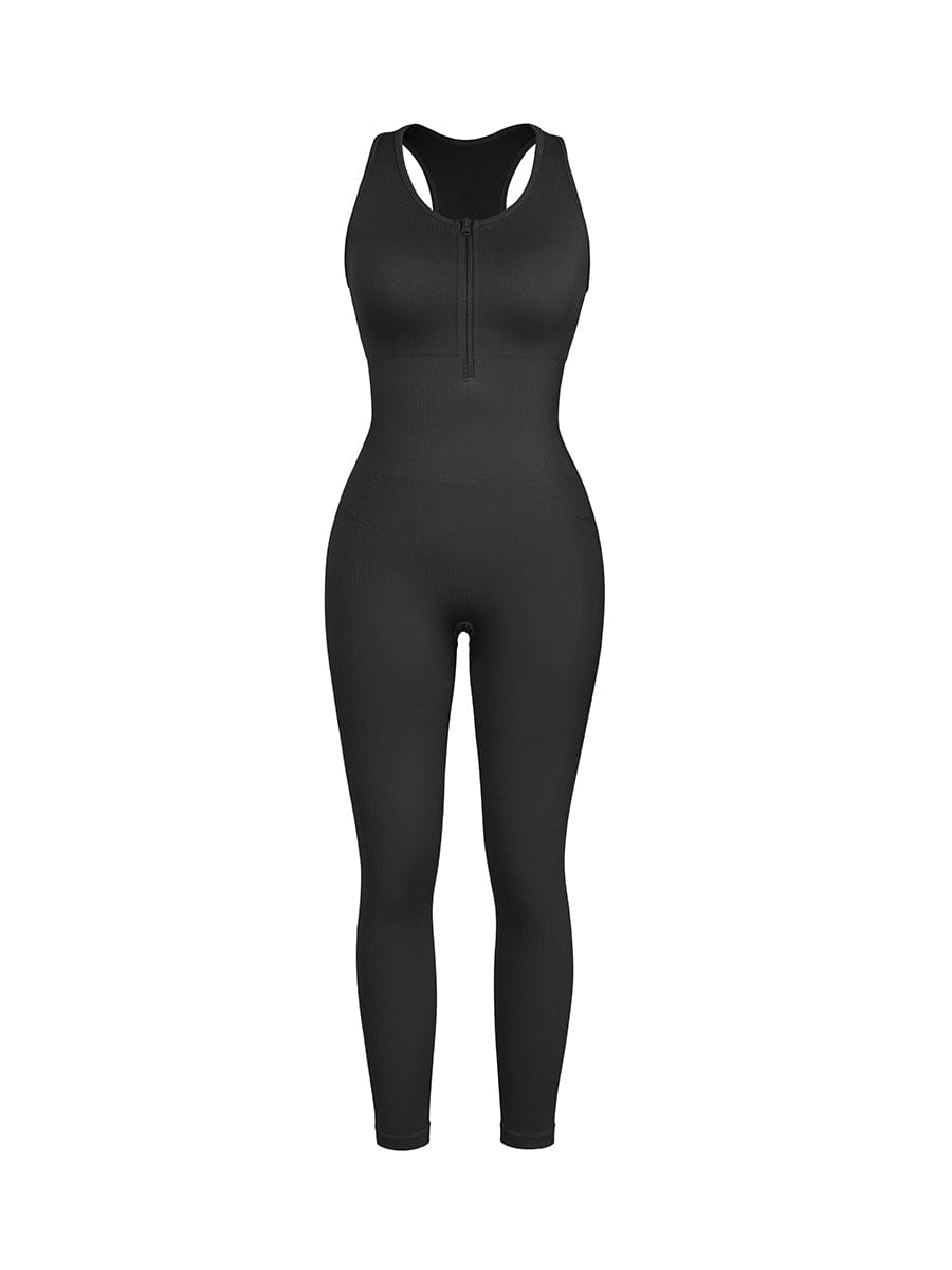 Seamless Zip Front Racerback Shaping Jumpsuit