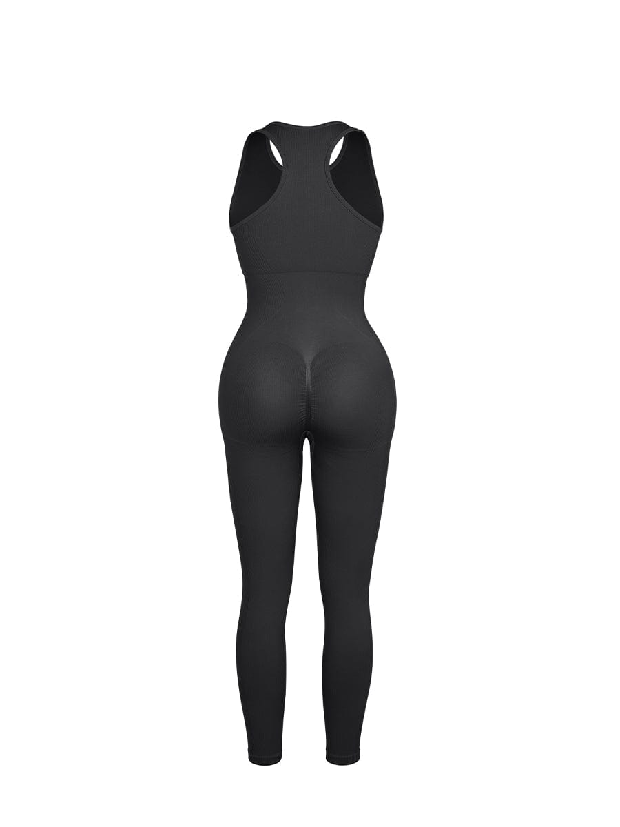Seamless Zip Front Racerback Shaping Jumpsuit