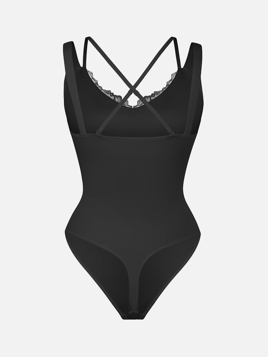 Lace V-Neck T-Back Waist  Bodysuit