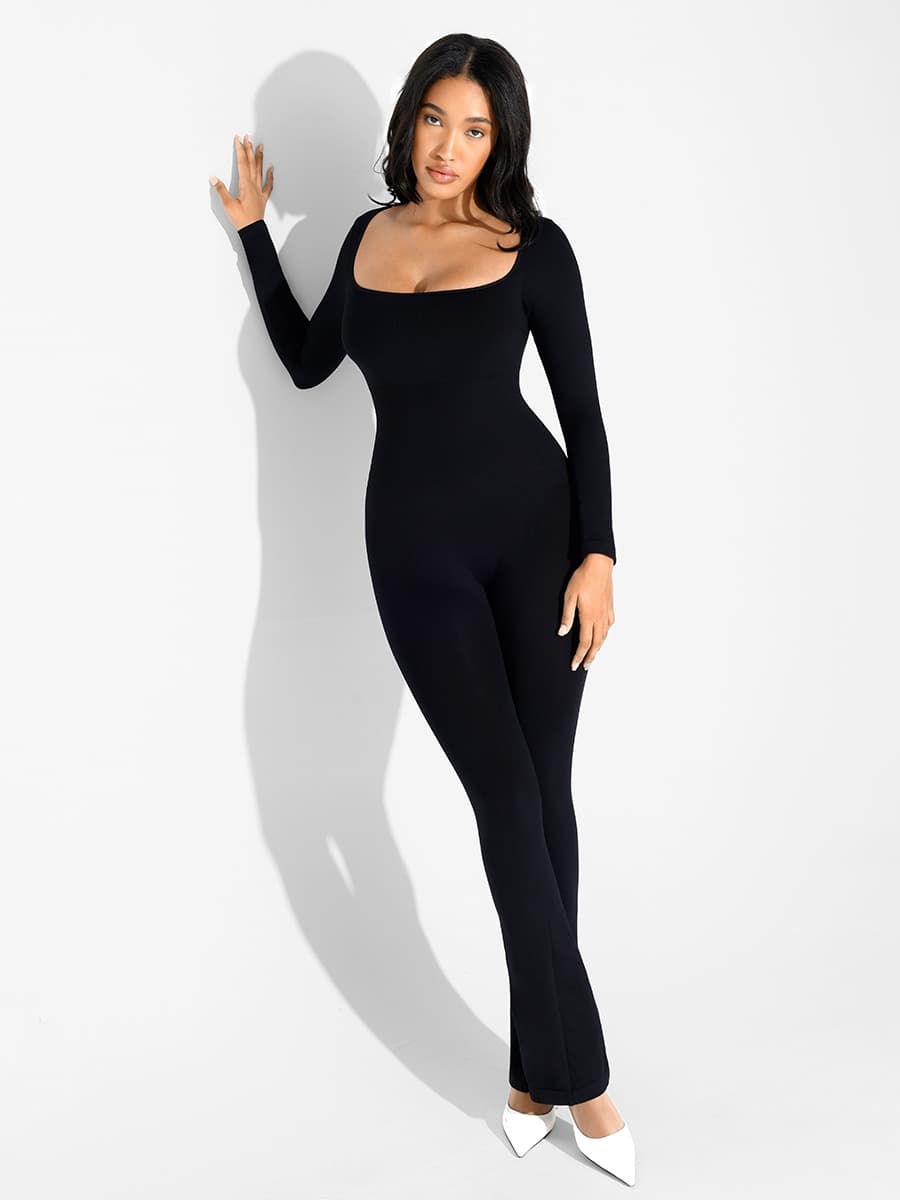 Wholesale Seamless Inverted T-shoulder one-piece Flared Pants